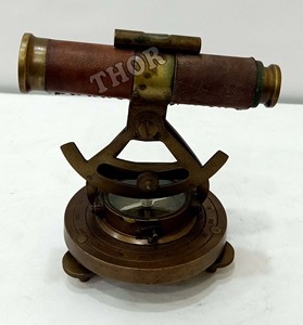 Alidade-telescopio de cuero de latón con brújula Marina antiguo, herramienta de inspección de navegación Alidade, decoración funcional para oficina - Product Image 5