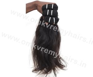 Proveedor-Muestra de cutícula virgen cruda alineada cabello humano Remy natural indio máquina de ondas rectas doble trama extensiones de cabello alto - Product Image 1
