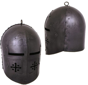 หมวกกันน็อคก้อนน้ำตาลยุคกลางหุ้มเกราะ reenactment สำหรับอัศวินครูเซเดอร์เอฟพีวัสดุรูปแบบกีฬาสำหรับขี่จักรยานและนักรบรบ - Product Image 1