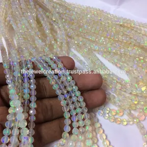 自然埃塞俄比亚火欧泊宝石刻面轮批发宝石珠子项链从厂家批发价格: