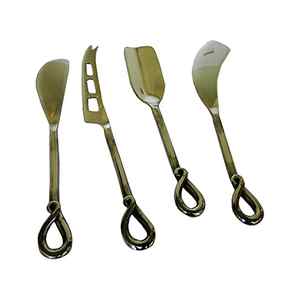 Juego de cuchillos de queso de diseño trenzado dorado de alta calidad para servir y juego de boda de 3 - Product Image 2