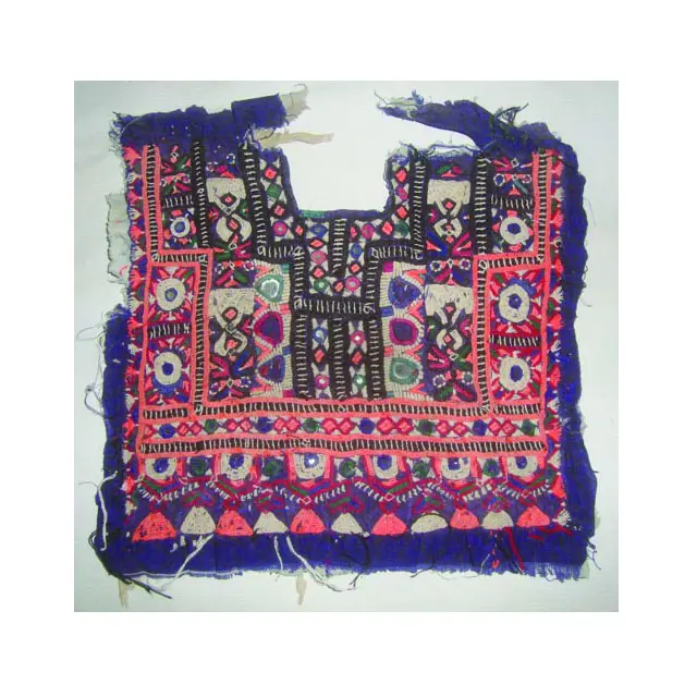 Vintage Afghan baloch tribal banjara Neck Yoke Embroidery Mirror Work Applique Patch Sewing craft neck yoke