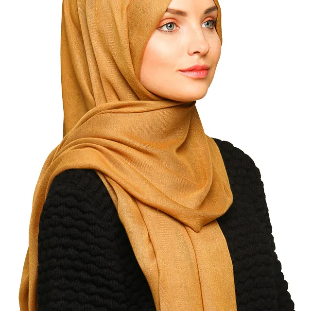 Sciarpa Color ambra Hijab Pashmina scialli poliestere 120 Gr. Sciarpe primavera per le donne di alta qualità Whosale 200x70 Cm colori solidi