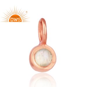 Accesorios de joyería lindo redondo Arco Iris piedra lunar piedra preciosa oro rosa plata esterlina colgante colección clásica - Product Image 3
