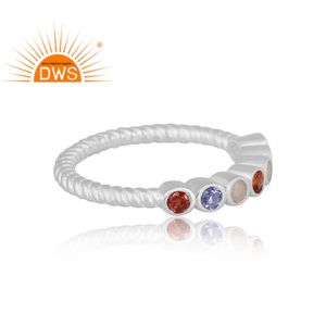 โกเมนธรรมชาติเงินสเตอร์ลิงชั้นดีแหวนซ้อนพลอยโอปอลโอปอลจาก iolite และเอธิโอเปียสำหรับผู้หญิง - Product Image 2