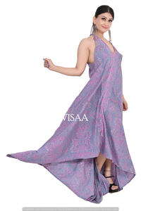 Superbe qualité, tissu en Viscose de soie magnifiquement conçu, robe d'été sans manches longue de Style européen pour filles et femmes - Product Image 4