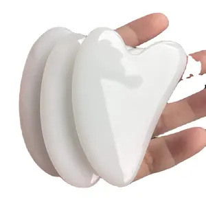 Beautiful White Jade Gua Sha Pemijat | Peralatan Penyembuhan Perawatan Kulit Kecubung Alami | Beli Online dari Ekspor Kristal Amayra