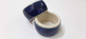 Lujoso juego de servilleteros azules de cerámica hechos a mano, servilletero pintado Vintage para ocasiones especiales, obsequios perfectos - Product Image 3