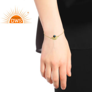 Yellow Gold Plated <b>Sterling</b> <b>Silver</b> Party Wear <b>Bracelet</b> for Women Labradorite Gemstone Jewelry Manufacturer Classic Collection - Product Image 3