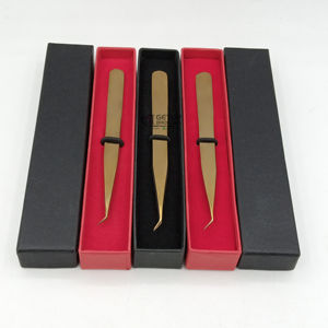 Professional New Gold Plasma Straight 45 Degree Stainless Steel <b>Eyelash</b> Extension Tweezers With Your Own Custom Logo <b>Beauty</b> <b>Tool</b> - Product Image 1