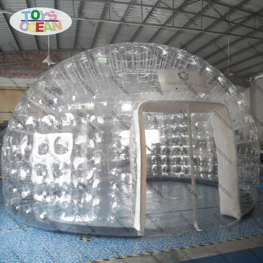 Doble capa transparente de PVC carpa inflable claro iglú carpa de cúpula