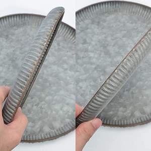 Plateau de service galvanisé gris vintage de forme ronde avec taille personnalisée, parfait pour la maison, la cuisine, la décoration de mariage, pièce de présentation élégante - Product Image 4
