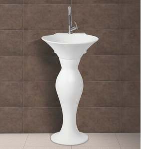100% impermeable respetuoso con el medio ambiente sanitario de cerámica Fozan lavabo con Pedestal 450X525mm para sala de estar. - Product Image 1