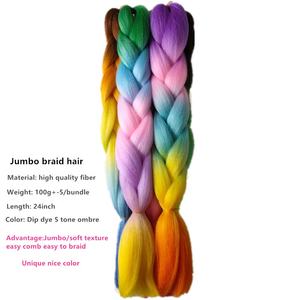 Nouvelles extensions de <span class=keywords><strong>cheveux</strong></span> synthétiques à haute température pour tresses au crochet, style Kinky Straight, 5 tons, tresses jumbo - Product Image 2