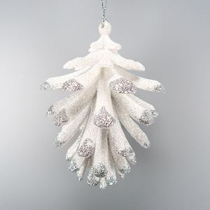 Classique meilleure vente noël nouvel an traditionnel suspendu arbre décoration or paillettes acrylique 3D pomme de pin ornement - Product Image 5