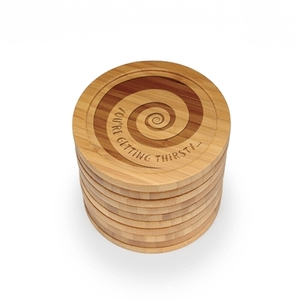 Customized <b>Coaster</b> <b>Set</b> for Hotel & Restaurant All Seasons Art Decor with Engraved Couple Custom Logo Mats & Pads Wood Material - Product Image 3