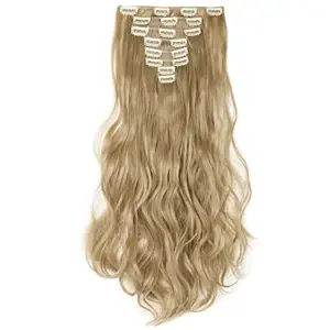 Blonde Clip in Hair Extension Set 5 Piece Set, 7 Piece Set Natural Human Hair Straight Blond Hair Clipin From India, Virgin Hair