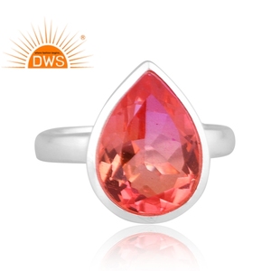 925 Fine Sterling Silver Natural Bio Pink Doublet <b>Quartz</b> Gemstone Stackable <b>Ring</b> Jewelry Manufacturer - Product Image 3