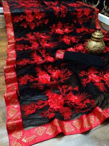 Tissu de styliste indien pour femmes, nouvelle tenue de fête design dernier modèle brodée de perles lourdes, bijoux en filet georgette avec chemisier, - Product Image 5