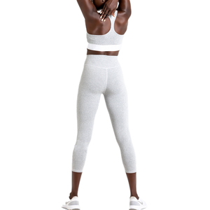 Conjunto deportivo OEM Seamless Yoga White Comfort, bra y leggings para gimnasio, conjunto de leggings y bra con aberturas para mujeres/niñas. - Product Image 3