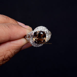 ที่มีคุณภาพสูงธรรมชาติ Smoky ควอตซ์แหวนพลอย925เงินสเตอร์ลิงเครื่องประดับแหวนแต่งงานที่งดงามสำหรับซัพพลายเออร์ขายส่ง - Product Image 1