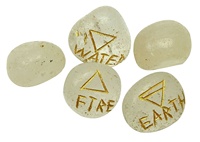 Lot de 7 Pierres de Chakra en Cristal Naturel de Haute Qualité, 4 Pierres d'Agate Sculptées, Symbole Élémentaire Wiccan, Pagane, Spirituel, Reiki, Amour