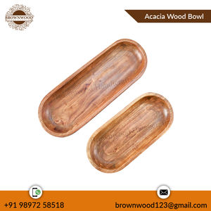 Ensemble de 2 bols de service en bois d'acacia finis non toxiques fabriqués à la main du fabricant et exportateur indien au meilleur prix compétitif - Product Image 5
