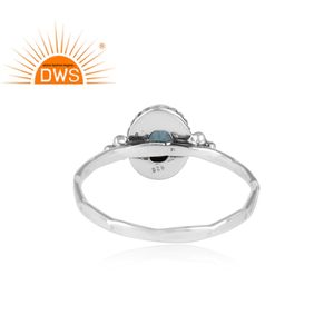 สไตล์วินเทจ925เงินออกซิไดซ์แหวนเครื่องประดับสำหรับผู้หญิงเรียกร้องสีฟ้าบุษราคัมแหวนพลอยขายส่ง - Product Image 3