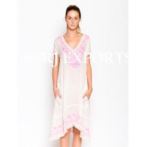 Clásico Elite mujer Boho ropa de playa Floral estilo étnico hecho a mano verano Bikini Cover-Up 100% algodón Aari bordado Unic Short - Product Image 2