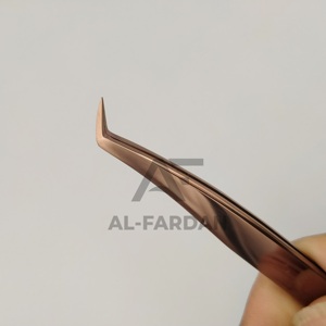 Pinzas de pestañas de plasma de oro rosa, bota delgada de 65 grados con agarre apretado, herramienta de extensión de pestañas de acero inoxidable sólido - Product Image 1