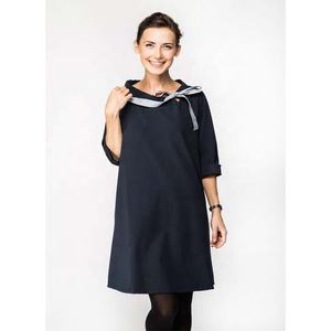 Classic Style 100% Pure Soft Linen Fabric Women French Dress With Styling Ribbon Bow Neck Tunic Perfect Dress For Autumn Season - Product Image 1