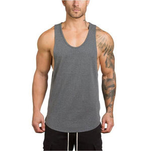2022 verano hecho a medida de alta calidad 100% algodón Fitness deportes camiseta sin mangas para hombres Casual tejido músculo chaleco al por mayor - Product Image 5