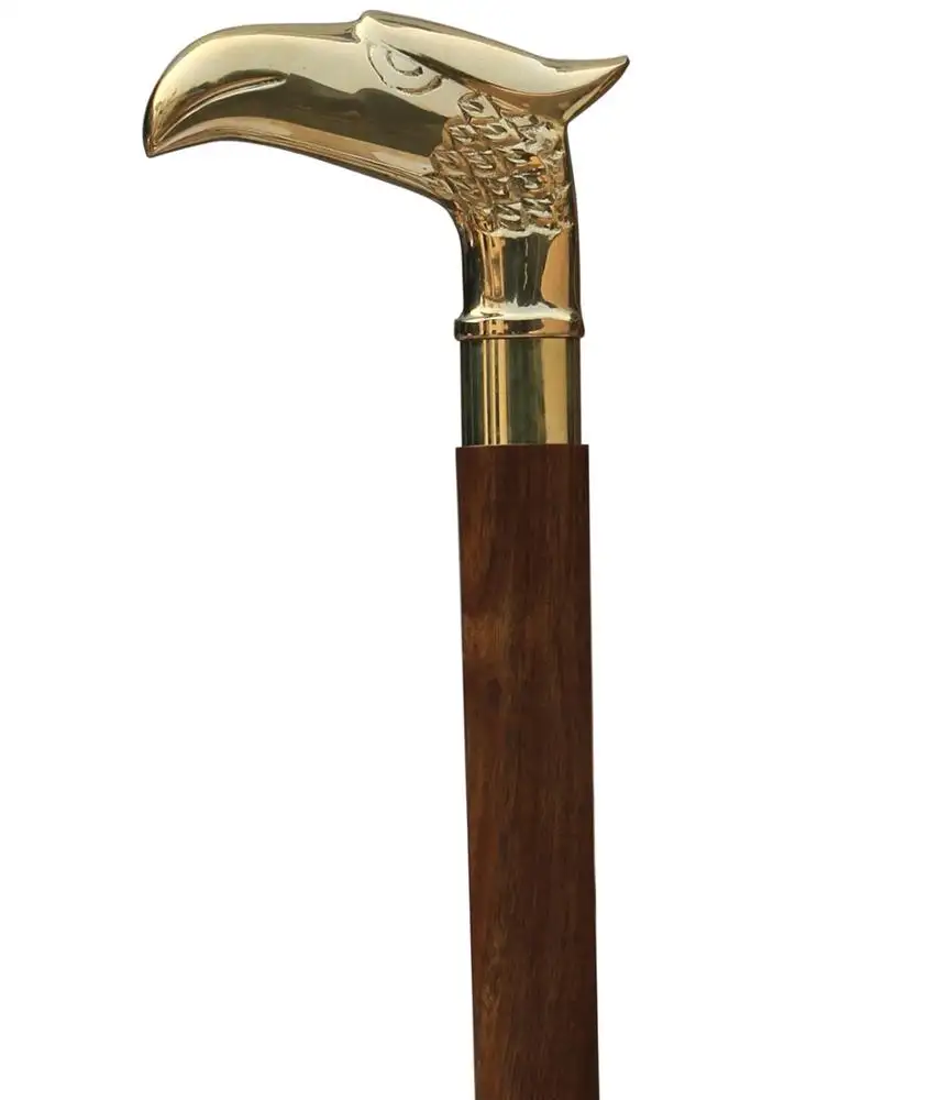 Solid Brass Handle Wooden Walking Stick