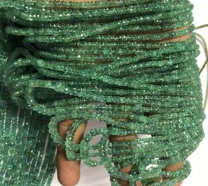Cuentas Rondelle facetadas de piedra esmeralda de Zambia verde Natural de 3mm y 5mm, hebra IGI, creación de joyas certificadas, precio de fábrica al por mayor - Product Image 1