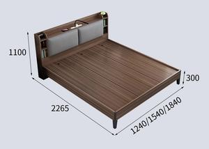 Contemporary <b>Queen</b> Bed Frame Lighted Bookcase <b>Headboard</b> China's Modern Wood Furniture for Bedroom Apartments White Brown Color - Product Image 2