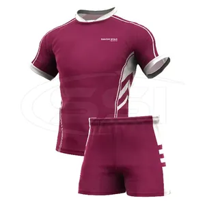 Merk Korting Rugby Shirt Voetbal Kleding Uniformen Afdrukken Katoen Rugby Shirt Lange Mouw Aangepaste Sublimatie