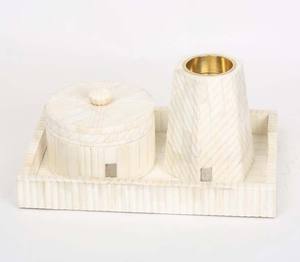 ROYAL ARTISANS Ensemble de brûleur à bakhoor et de plateau en incrustation d'os, style arabe, avec nacre perlée, modèle MUBKHAR TY78UIN, prix raisonnable - Product Image 2
