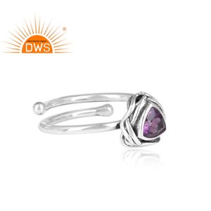 Pierre précieuse en améthyste violette naturelle, gros bijoux angés, réglable, en argent Sterling 925 - Product Image 3
