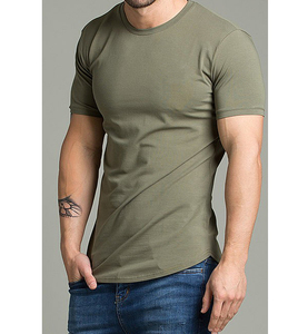Muscle Fit เสื้อยืดปั่นด้ายสำหรับผู้ชาย,เสื้อออกกำลังกายยิมปั่นด้ายเนื้อผ้าฝ้ายผสมโพลีเอสเตอร์คุณภาพดีชุดกีฬา OEM - Product Image 3