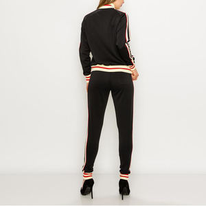 Side Stripe Women's Tracksuits high quality Cotton/Polyester sweatsuit with Custom Printing 2 piece tracksuit - Product Image 2