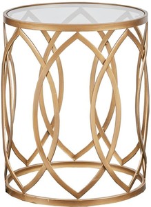 โต๊ะกระจกเหล็กทรงกลมมีสไตล์ใช้สำหรับห้องนั่งเล่นโต๊ะในโรงแรมร้านอาหารสีทองดีไซน์ทันสมัยโต๊ะชาและกาแฟ - Product Image 2