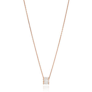 Minimal Bagutte Zircon Pierre Ronde Charme Collier En Gros 925 Bijoux En Argent Sterling Turc Fabriqué À La Main - Product Image 1