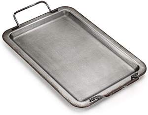 Élégant plateau de service en métal galvanisé avec poignée élégante, parfait pour servir les desserts à la maison, la cuisine et la vaisselle - Product Image 1