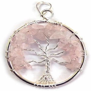 Beautiful Natural Healing <b>Crystals</b> Rose Quartz <b>Tree</b> Of Life Pendants Wholesale Gemstone Pendants For Jewellery ;Wholesaler - Product Image 5