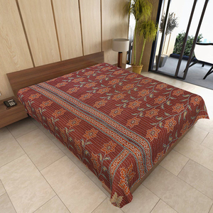 Edredón Kantha Reversible hecho a mano 100% algodón Vintage Sari manta reciclada para una vida acogedora y elegante - Product Image 2