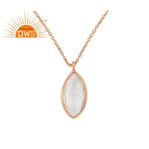 Joaillerie — collier indien plaqué or Rose en argent 925, chaîne en forme de canette, pendentif en cristal Quartz, fournitures, vente en gros - Product Image 1