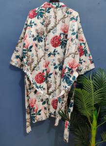 Chaquetas Casuales con Estampado Floral Acolchado Kantha Indio - Cintura Natural, Temporada de Primavera, 100% Algodón - Product Image 6