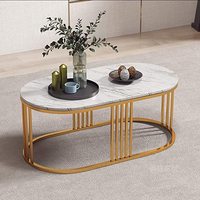 Table basse de luxe en marbre, pieds en acier inoxydable or, ovale et moderne, de haute qualité, pour salon du Vietnam, livraison gratuite