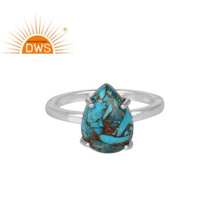 Handmade 925 Sterling Fine Silver Tear Drop <b>Ring</b> Jewelry Wholesaler Natural Copper <b>Turquoise</b> Gemstone Silver Engagement <b>Ring</b> - Product Image 1