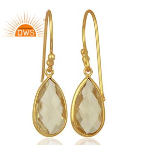 Pendientes colgantes de topacio de limón Natural para mujer, de Plata de Ley 925, chapado en oro - Product Image 2